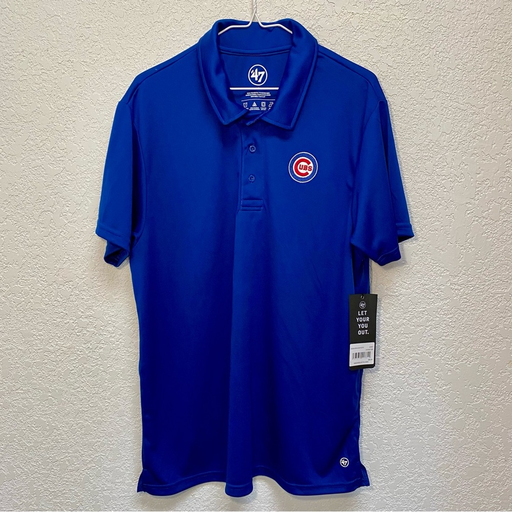 ‘47 Brand Chicago Cubs Polo Men’s L Royal Blue Forward Embroidered Ace Shirt MLB